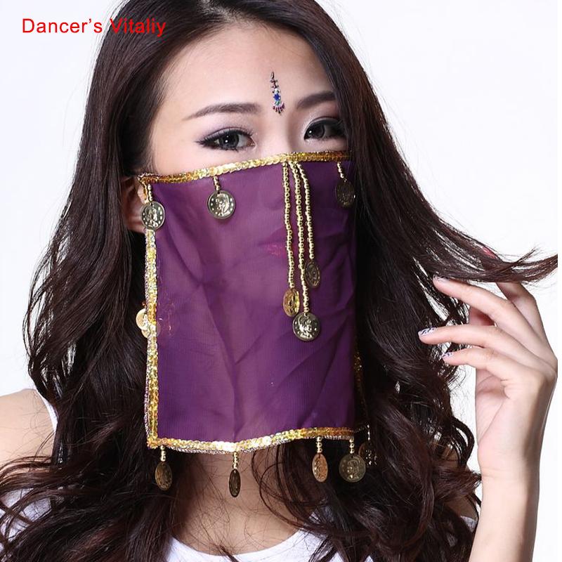 

Belly dance veils Chiffon gold coins belly dance scarf performance wear accessories, Black