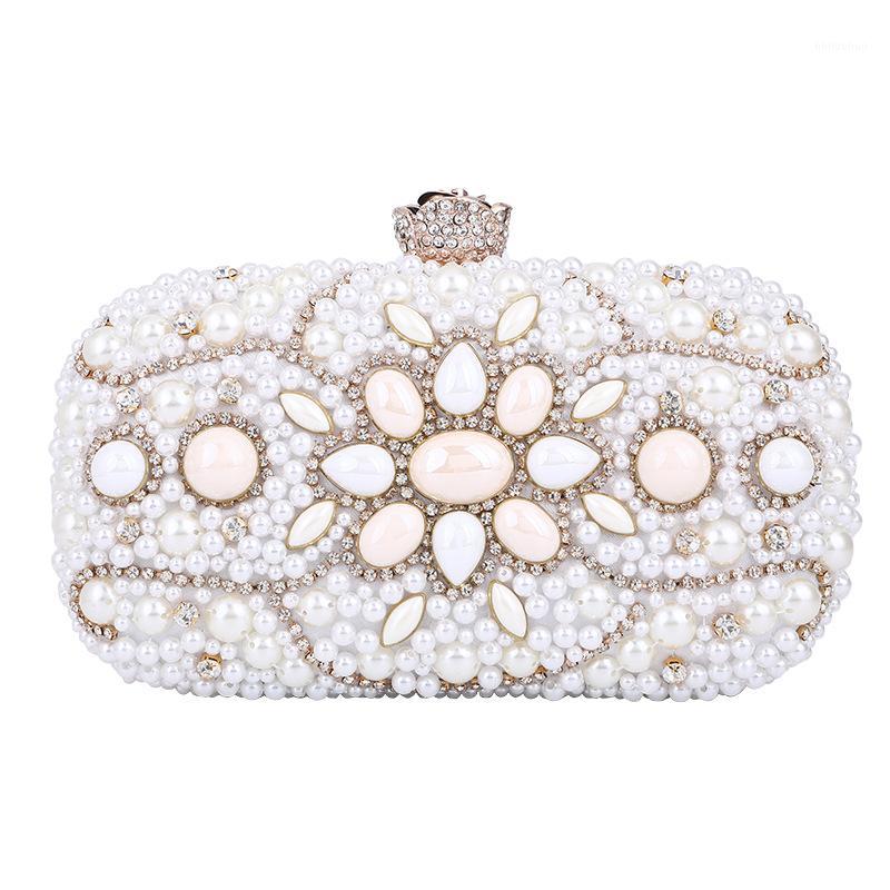 

2020 new ladies pearl one shoulder chain dinner bag women simple fashion elegant beaded clutch bags for party and wedding1, Color same as pictur