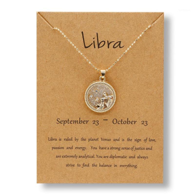 

Trendy Female 12 Constellation Pendant Necklace Charm Gold Chain Zodiac Sign Choker Necklaces for Women Men Collar Jewelry Gift1