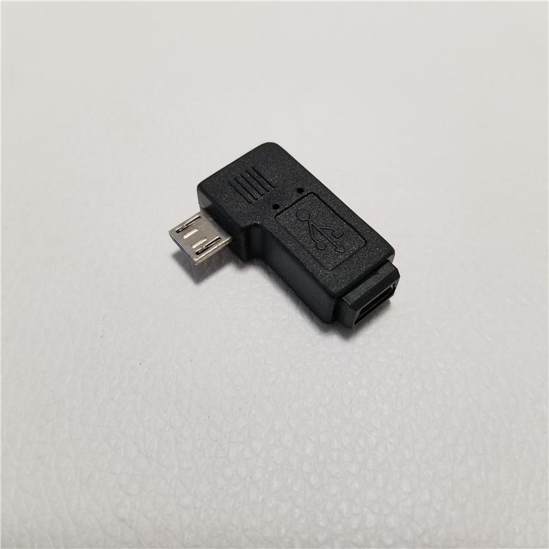 

90 Degree Left & Right Angle Micro USB Male to Mini B Female Connector Adapter Jack