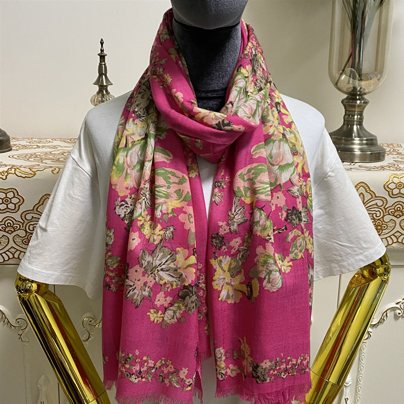 

New classic design wool cashmere material thin and soft print butterfly flowers patten long scarves for women size 170cm -67cm, Blue;gray