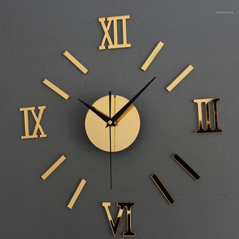 

DIY 3D Wall Clock Silent Acrylic Mirror Self adhesive Decorative Wall Clock Sticker Modern Design Roman Numerals1