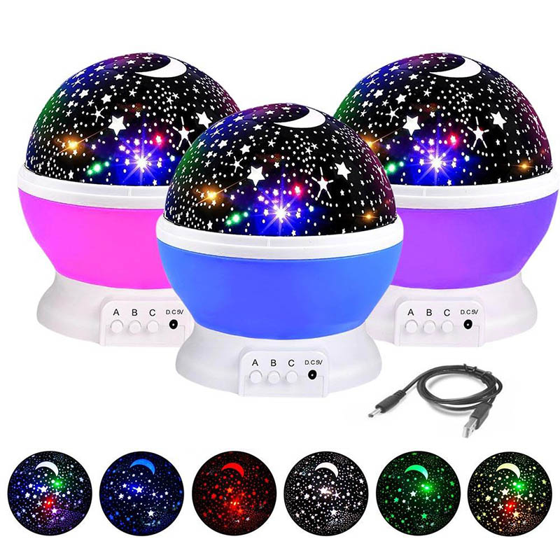 

Starry Sky Moon Night Projector Child Bedroom Lamp Christmas Romantic Room Rotating Universe Star Projector Light 360 Degree