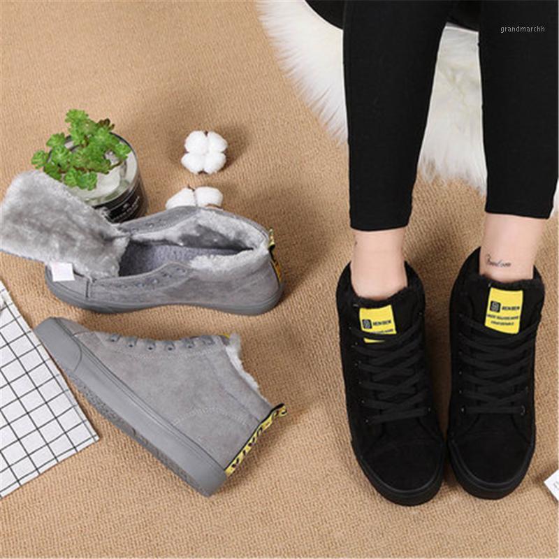 

Women Ankle Boots Fashion Winter Shoes Women Snow Boots Lace Up Keep Warm Ankle Winter With Thick Fur Botas Mujer Eu 35-401, Gray
