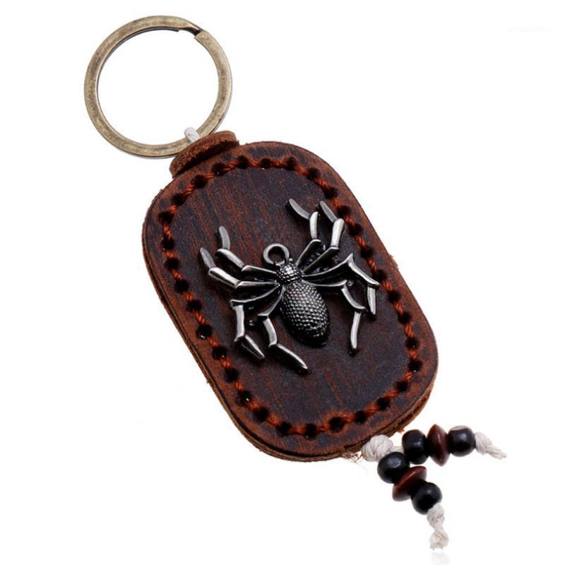 

Punk Rock Accessories Alloy Spider Keychain Men Genuine Leather Gothic Keyring Car Keys Bag Holder Hiphop Fashion Women Jewelry1