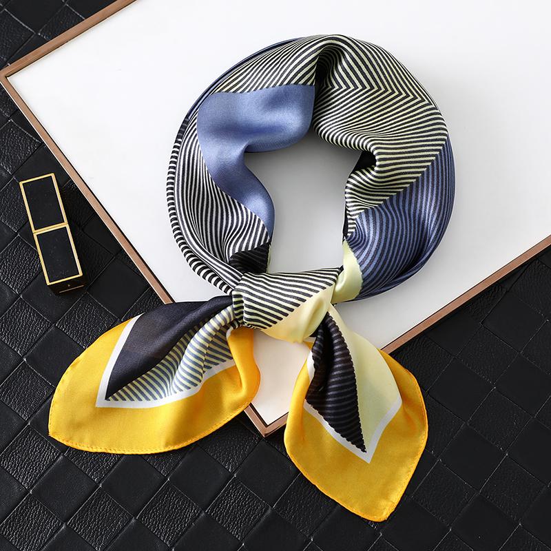 

2021 Women Silk Scarf Square Print Fashion Lady Hair Foulard Shawl and Wraps Female Bandana Women Neckerchief Design Accessories