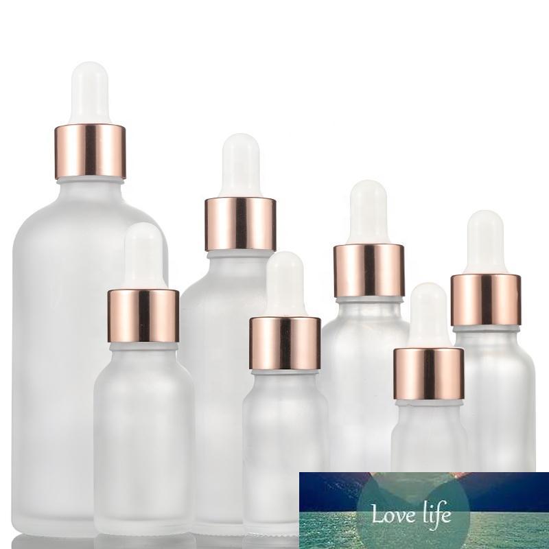 

5ML-100ML Frosted Glass Bottles With Rose Gold Lids Glass Aromatherapy Liquid For Essential Massage Oil Pipette Refillable Bottles