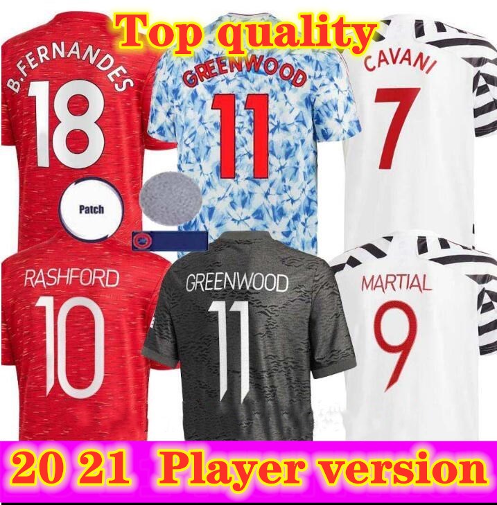

Player Version 2020 2021 soccer jerseys CAVANI VAN DE BEEK B. FERNANDES RASHFORD football shirt 20 21 man, Black