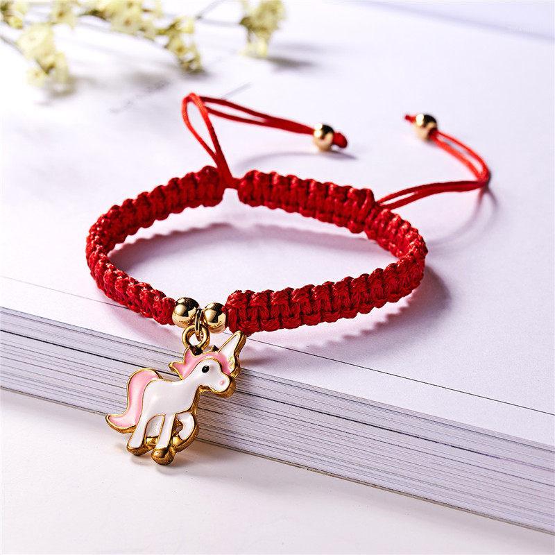 

2020 New Fashion Make A Wish Paper Card Pink Foal Pendant Red Rope Braid Adjustable Bracelet Lovers Sister Gift Preferred1