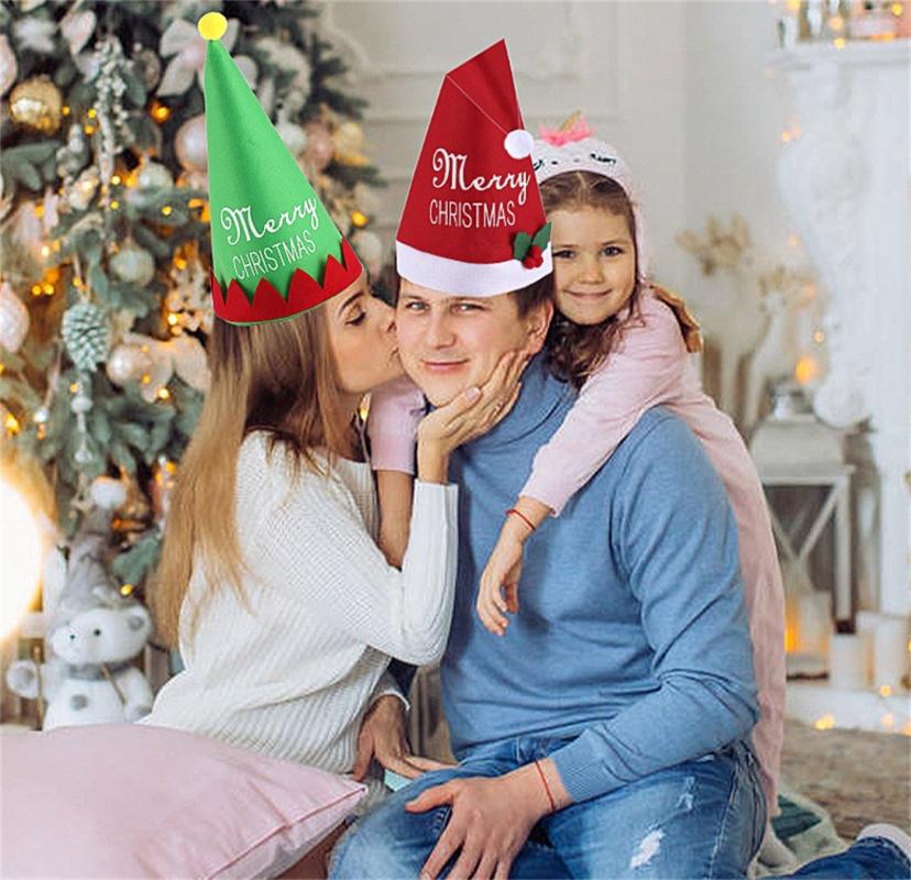 

Red Green Plaid Christmas Hats Thick Snowflake Hat Merry Christmas Decoration Hat Xmas Holiday Party Gifts navidad 2020 FN50