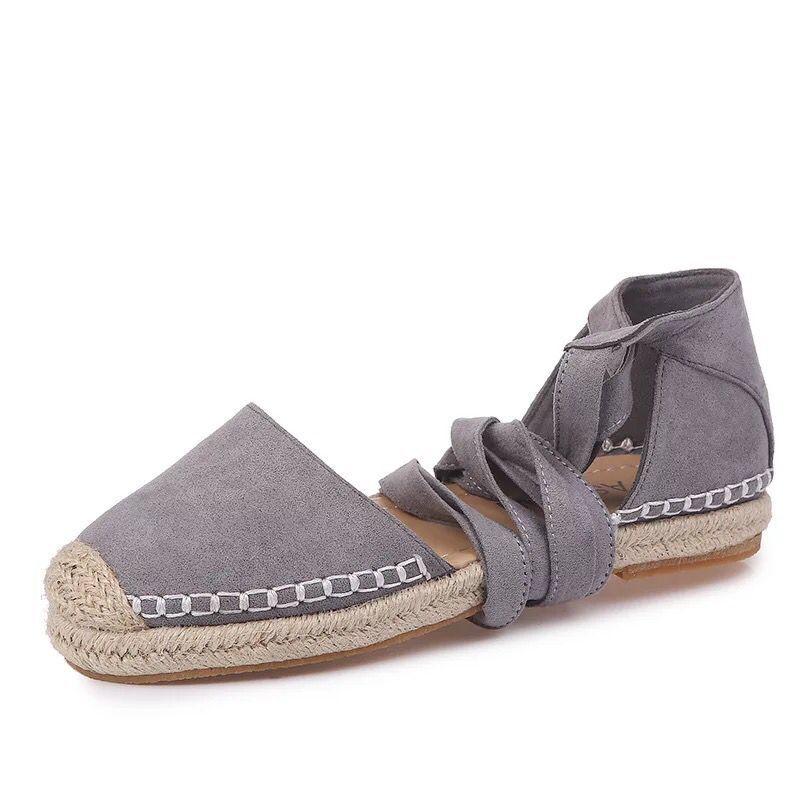 

2021 European and American flat sandals straw linen strapping big size women's shoes popular, Black