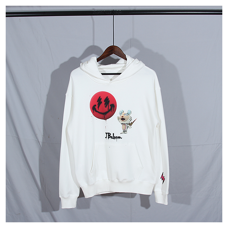 

2021 Autumn New Cartoon Printed Funny Men Pullover Hoodie Fashion Black Tops Hip Hop Streetwear Sweatshirts Hkow, White