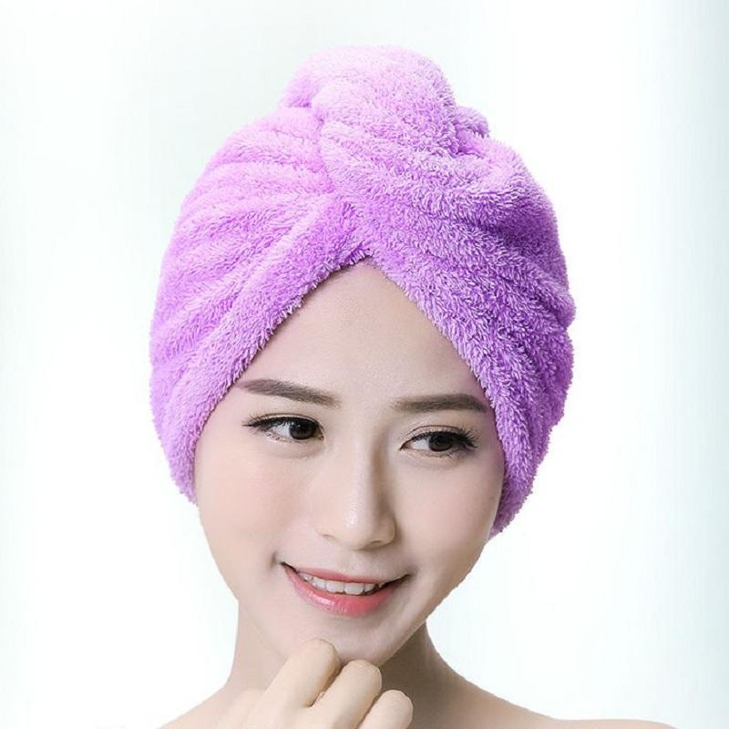 

Autumn and winter thick coral fleece dry hair cap absorbent shower cap edging dry hair towel quick-drying head scarf, Pink