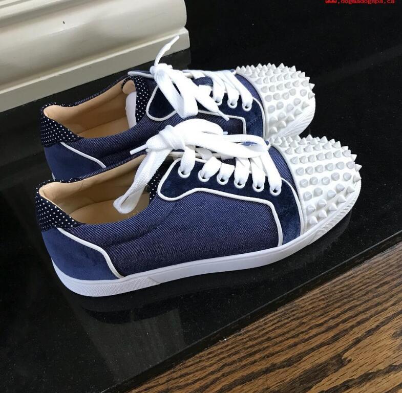 

Brand New Denim Suede Sneakers With Spikes Exquisite Red Bottom Low top Sneakers Shoes For Women,Men Junior Spikes Casual Walking, As pictures show