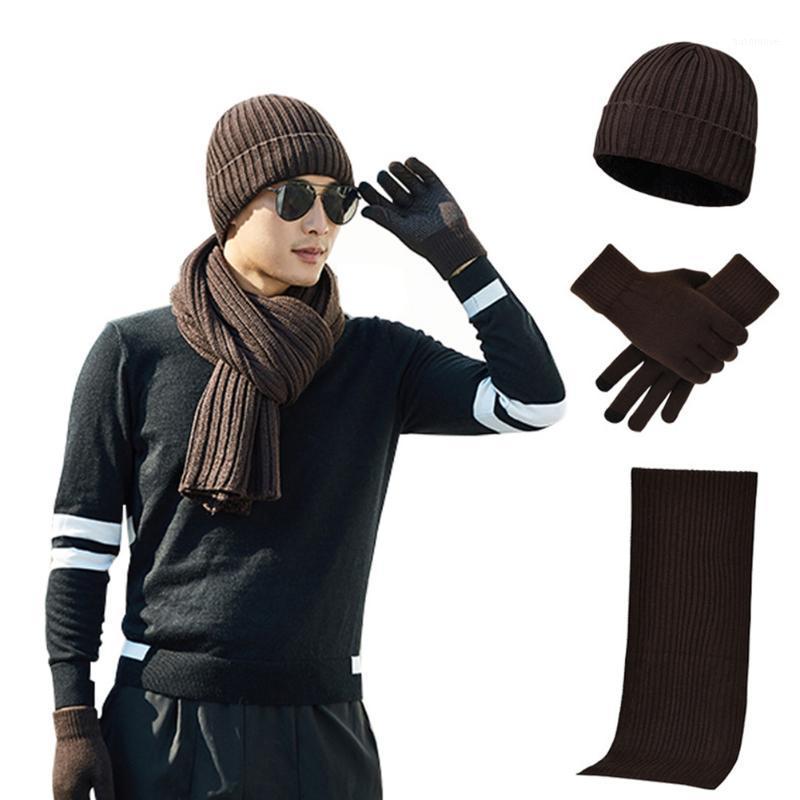 

3pcs Women Men Skiing Knitted Beanie Thick Hat Scarf Gloves Set Thermal Elastic Gift Windproof Cold Weather Soft Warm Winter1