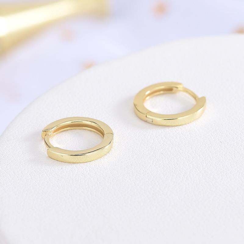 

S925 925 Sterling Silver Simple Glossy Round Gold Plated Earrings Personality Earrings Female Jewelry1