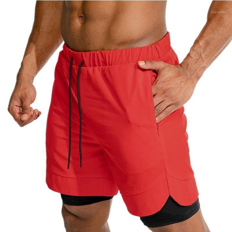 

Man Summer Running Shorts 2 IN1 Quick Dry Sports Jogging Gym Shorts Male Fitness Training Casual Beach CYF1601, Red