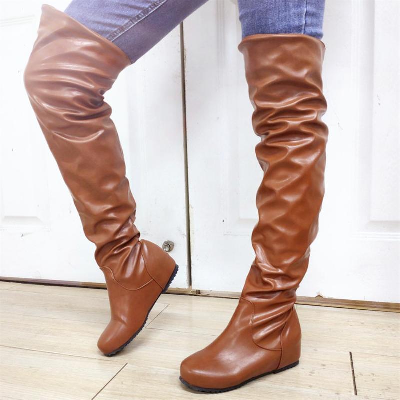 

Hot Sale 2021 Wholesale High-Quality Inside Heels Over The Knee Boots Women Shoes Walking Concise Winter Shoes Ladies Boot, Black