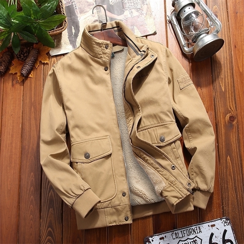Winter Jacket Coat Men Thick Bomber Jacket Mens Fleece Lined Coat Casual Army Pilot Jacket Men Outwear Windbreaker Coat 201116Z