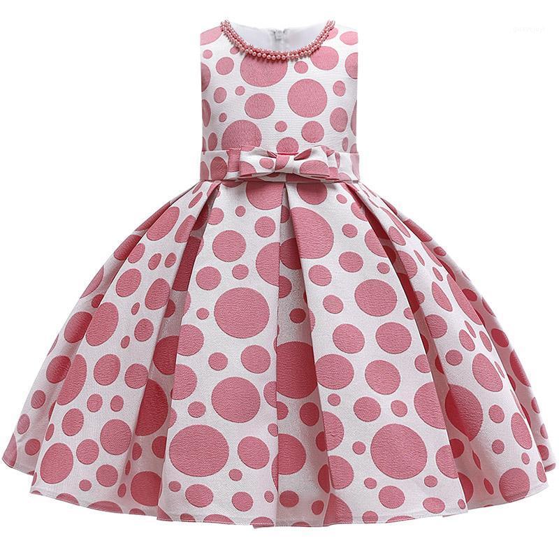 

Summer Dot Print Girl Dresses Elegant Weddings Vintage Clothes Dress Girls Costume Party Princess Dress 3 8 10 Years L51301, Gray