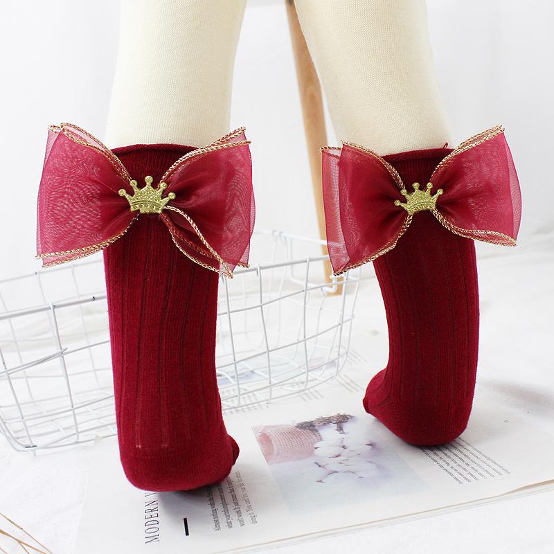 

Girls' stockings bow socks Princess socks knee high for children in spring Autumn Girl Bow infant knee high, Gray socks