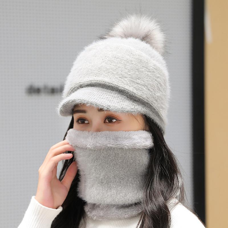 

Adult Woman Solid Hat Winter Warm Knit Crochet Cap Scarf Neckerchief Warm Winter Hat And Scarf Beret Beanie Ski Casual Headw, Black