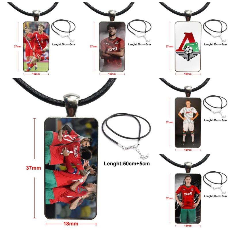 

For Child Lokomotiv Moscow Football Vintage Jewelry Steel Color Glass Cabochon Choker Pendant Long Rectangle Necklace