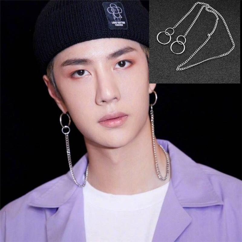

Stud KPOP DNA Korean Star V 1 Pair Fashion 58cm Long Earring Earrings Bangtan Boys Doulbe Chain Jewelry