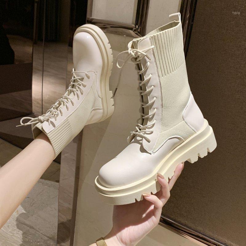 

Winter Boots Lady Boots-Women Female Shoes Luxury Designer Round Toe 2020 Low Lolita Fashion Rock Mid Calf Rubber1