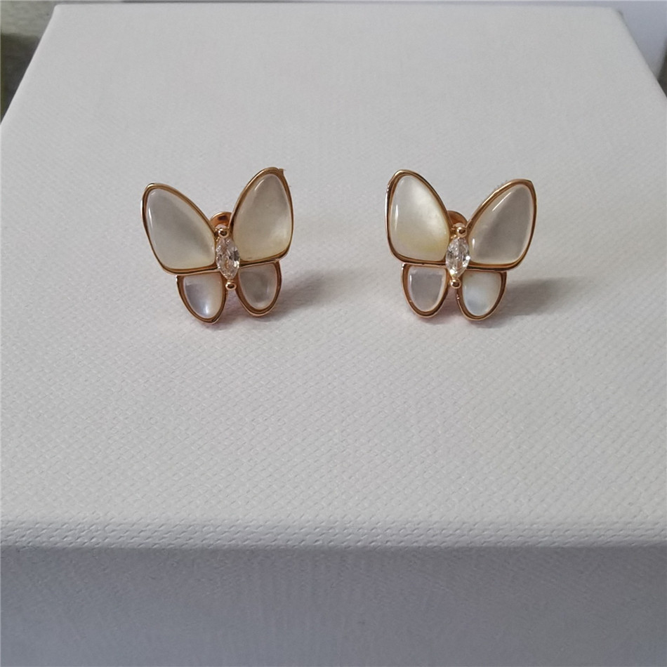 new White Fritillaria Butterfly Necklace + Earrings + bracelet, a set of beautiful diamond jewelry, bright color is available Gift-image-653026106