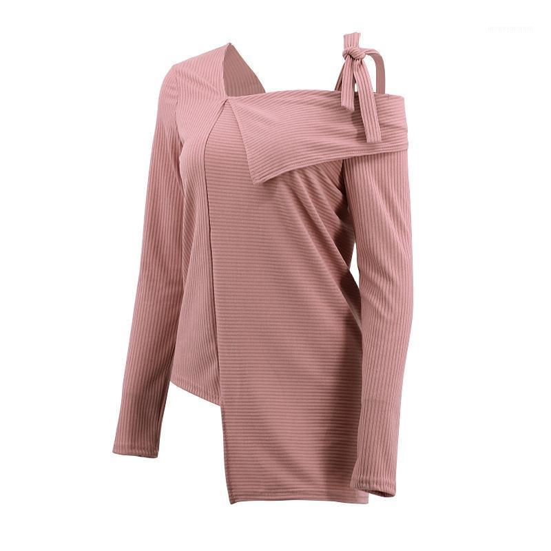 

Women Autumn Clothes Bowknot one-shoulder solid Strapless Sweater Warm Soft Women' Sweat1, Khaki