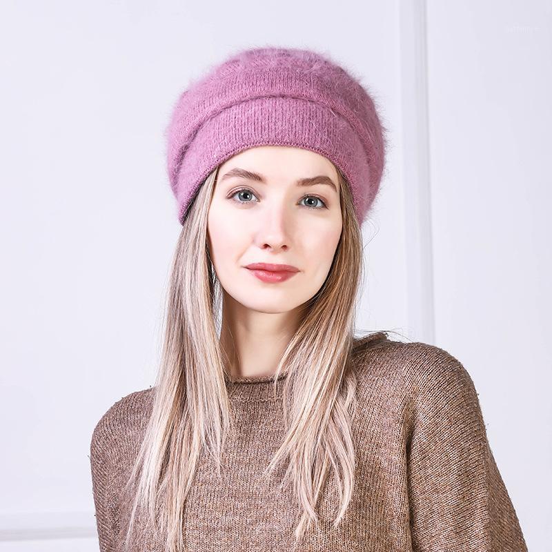 

Women Hat Angora Winter Beanie Knit Warm Double Layers Snow Outdoor Skiing Accessory1, Black