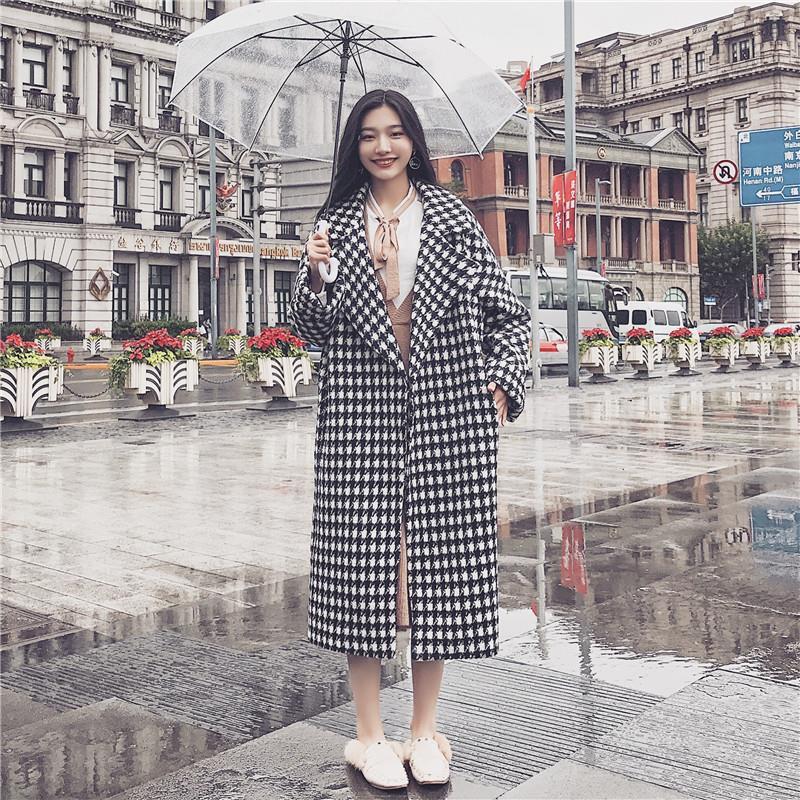 

Trellis Mid-length Wool Jacket Wear Coat Winter Plus Size 4xl Women's Clothing Vintage J6jg, Black white.
