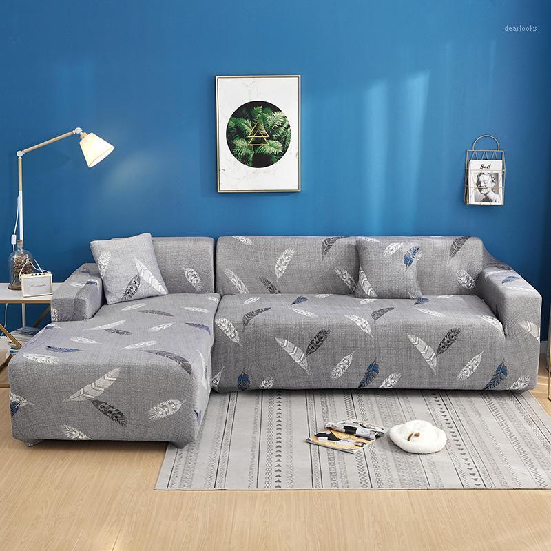 

50 Gray feather printed sofa covers for living room couch cover corner sofa cover chairlong for elastic1
