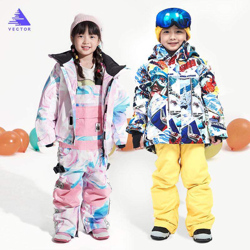 

Girls Ski Suit Waterproof Kids Ski Jacket Pants High Quality Winter Warm Clothing Outdoor Hooded Suit -30 Degree, Boys 02