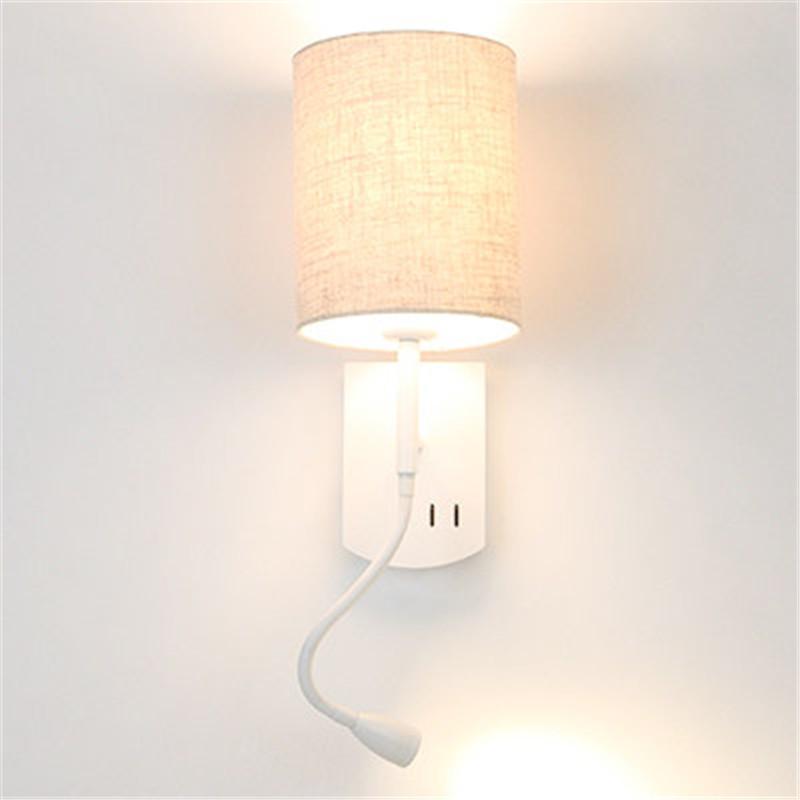 

Modern LED Wall Lamp Reading Switch Adjust Wall Light Fixtures Home Decor Fabric Shade Bedside Sconce Indoor Lighting