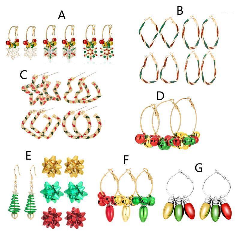 

Stud Christmas Earring Set X-Mas Bulb Jingle Bells Chandelier Drop Earrings Holiday Festive Ornament Jewelry Gift Women1