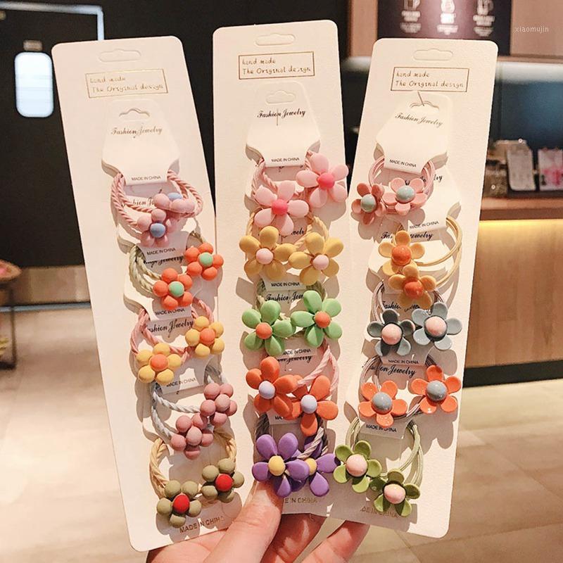 

10PCS/Set Children's Fruit Flowers Hair Ring Baby Tied Hair Rubber Band Princess Headdress Cute Girls Rope Accessories1, H05