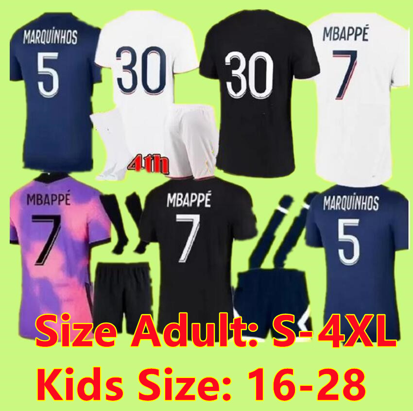 

fans Player 21 22 MBAPPE soccer jersey HAKIMI WIJNALDUM men kids sets 2021 2022 MARQUINHOS VERRATTI SERGIO RAMOS Maillots de football shirt kit, Away