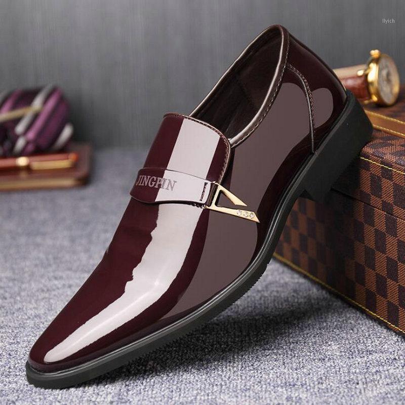 

Brand High Quality Men Dress Pointed Wedding shoes Oxford Men Leather Slip on Shoes Fashion Business A52-931, Black