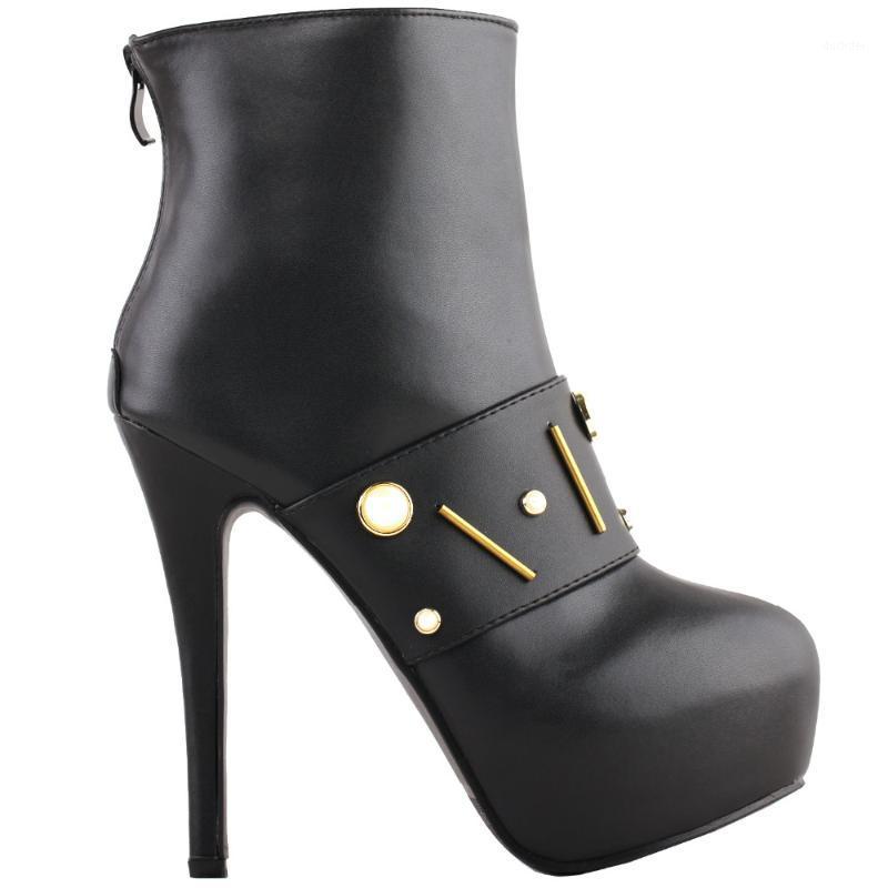 

LF80880 SHOW STORY Cool Black Metal Band Platform Stiletto Ankle Bootie Boots1