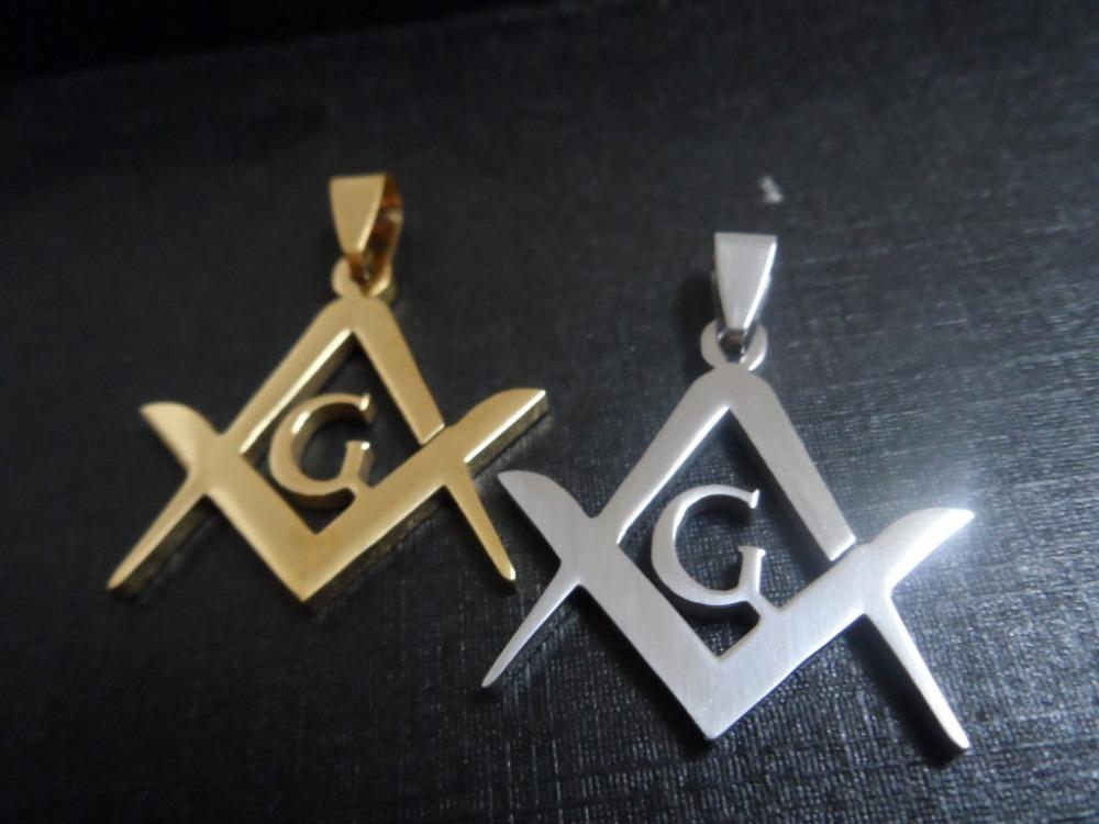 

SFree Chain Good Quality Gold Pendant necklace stainless steel Jewelry Men Masonic emblem charms