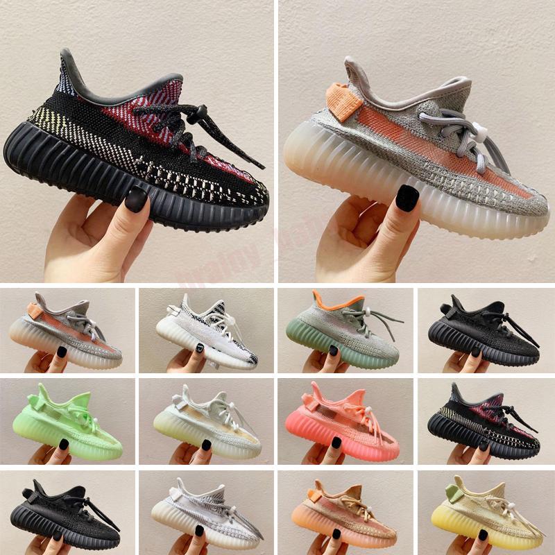 

kids shoes boys girls Kanye 3M Reflective Yecheil Static Glow Green Clay Toddler Children Trainers Sneakers 24-35 tSn YEZZIES YEEZIES BOOST, Photo color