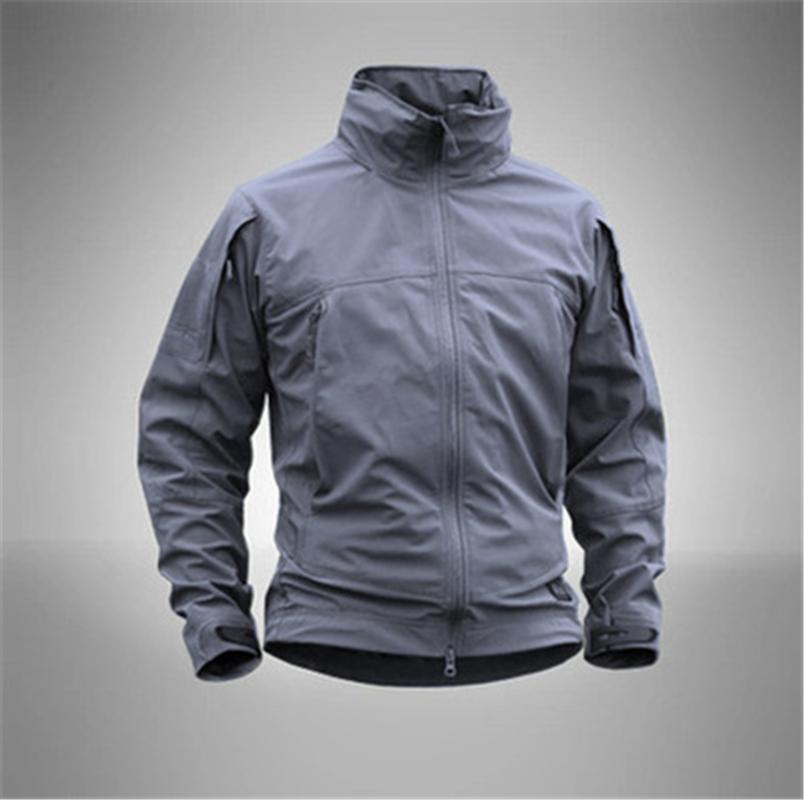 

Men Camping Windbreaker Solid Outdoor Jacket With Pocket Hiking Coat Waterproof Keep Warm Soft Shell Workout Sportswear -XXL