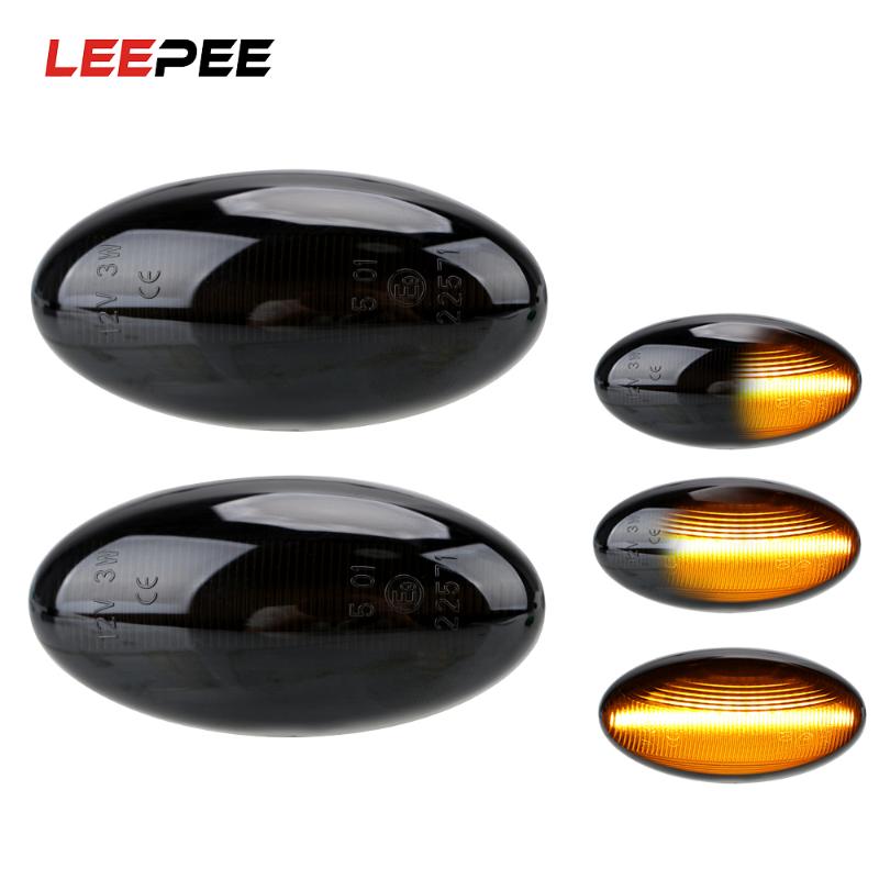 

LEEPEE 2 Pieces LED Car Dynamic Side Marker Flowing Water Turn Signal Light For 307 206 207 407 107 For C1 C2 C3, As pic
