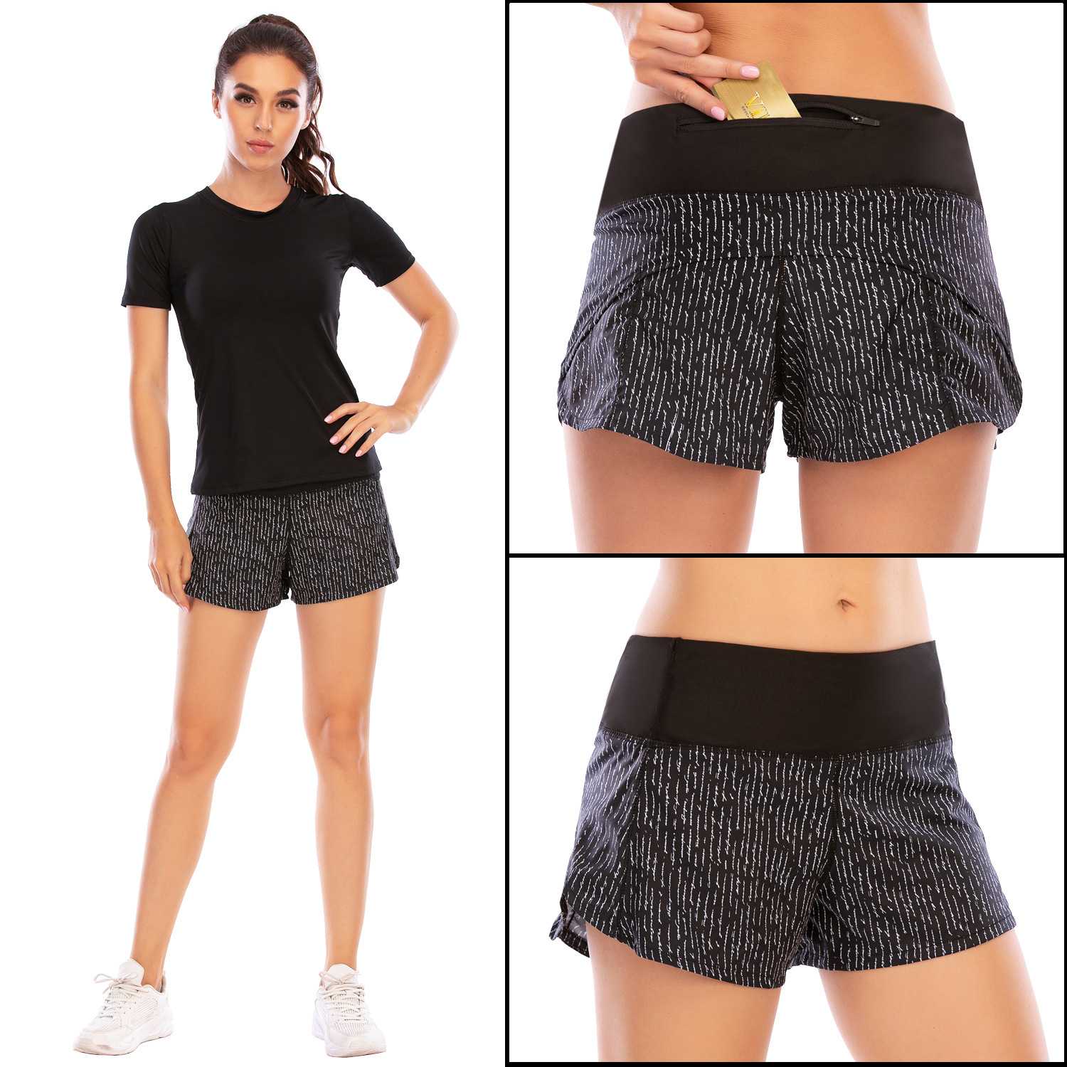 

Quick-Drying Fitness Anti-Exposure Lining Sports Running Training Zipper Fitness Yoga Shorts Female Australia Force 12013