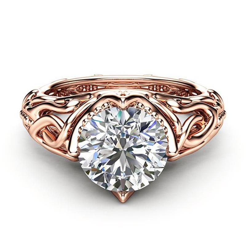 

Birthday Gift Rose Gold Color big CZ Crystal Ring Jewelry Wedding Rings For Women Accessory anillo High Quality