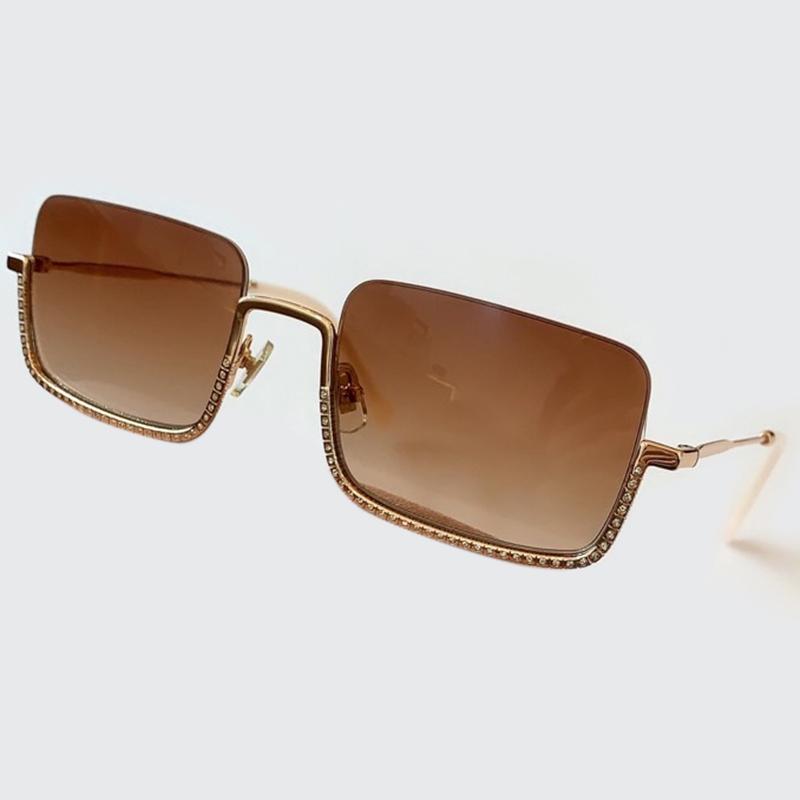 

Crystal Luxury Rectangle Women Sunglasses Brand Design Half Metal Frame Sun Glasses Vintage Cute Men Eyeglasses With Original Bo