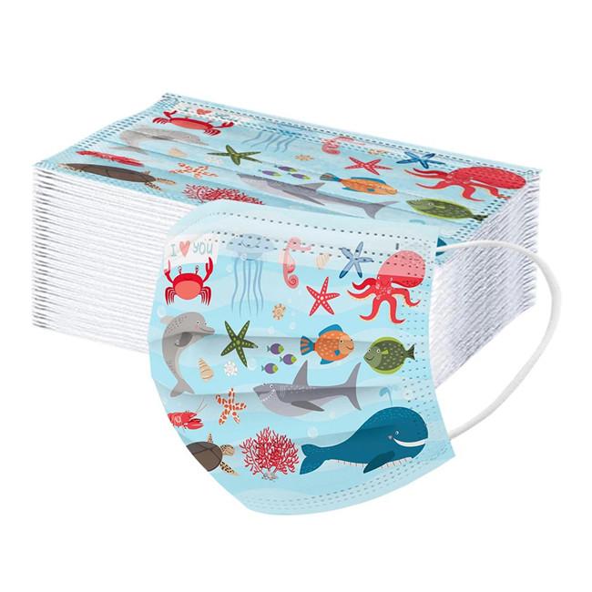 

2020 Kids Cartoo Printed Disposable Face Masks Anti Dust Mouth Cover Non Woven Christmas Outdoor Party Masks FY0106
