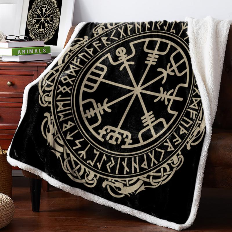

Mandala Compass Black Tattoo Fleece Blanket Warm Cashmere Blanket Office Sofa Supplies Blankets for Beds
